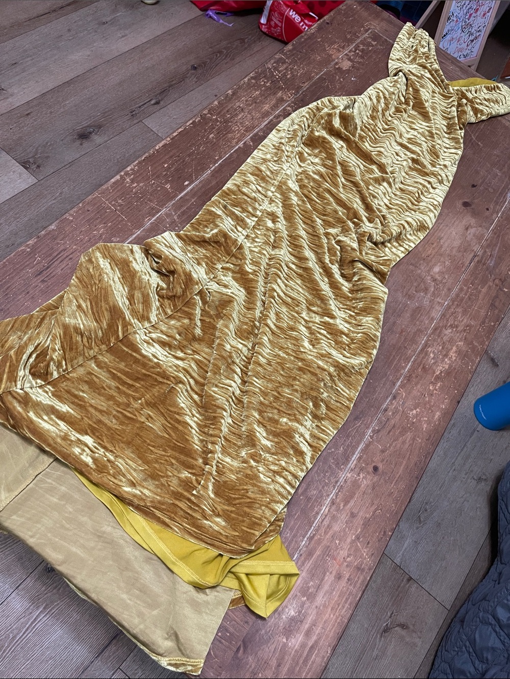 REVOLVE Crushed Velvet Maxi Dress in Mustard Gold